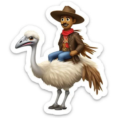 Cowboy riding ostrich  sticker
