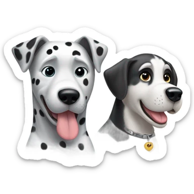 dalmatian and white and grey siberian husky in love sticker