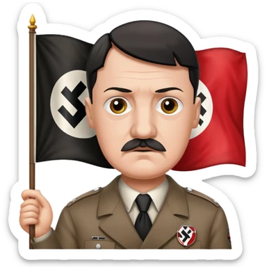 Hitler holding nazi flag sticker