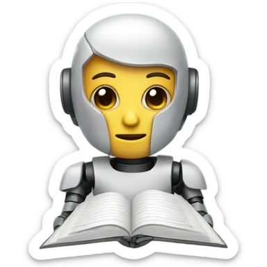 cute robot writer sticker