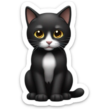 Gato negro con blanco sticker