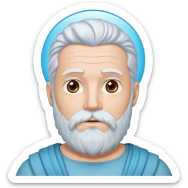 Uranus, God of Sky from Gods and Goddesses with white hair and beard, pale blue outfit sticker