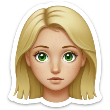 dirty blonde girl with dark green eyes and freckles sticker