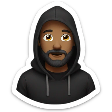 bearded man with black hoodie sticker