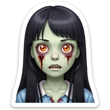 zombie girl with straight long black hair and bangs 🧟‍♀️ sticker