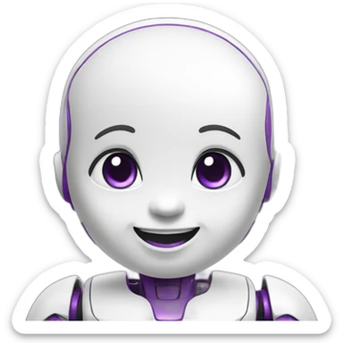 happy baby robot white purple sticker