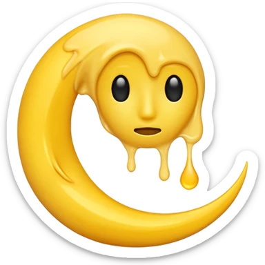 Melting waning crescent moon without any face and should in yellow colour remove the circle thing in bw sticker