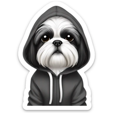 Black and white only colored Shih Tzu with hoodie￼ sticker