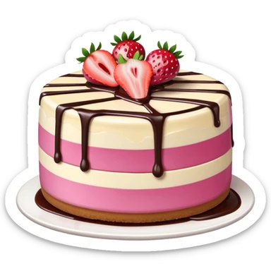Pink Strawberry Cheesecake With Chocolate Syrup  sticker