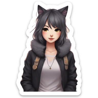 Edgy Kawaii Cute Cool Beautiful Elegant Pretty Anime Catgirl sticker