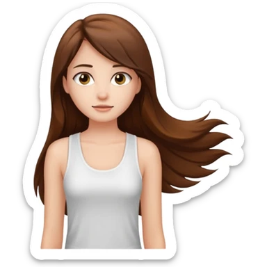 a pretty bratz fair girl with long straight hair with a white tank top sticker