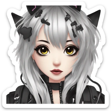 Edgy Kawaii Cute Cool Cartoon Beautiful Elegant Pretty Anime Punk Techwear Gothic Catgirl sticker