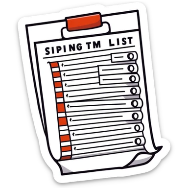 long curling to-do list paper looping up and down like a snake with tiny checkboxes fading into distance sticker