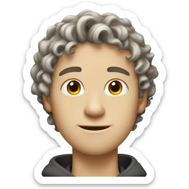 a guy with very thin very very thin medium curly hair that flows down the head and has a pale white shade of skin looks like a teenager and it's a side profile  sticker