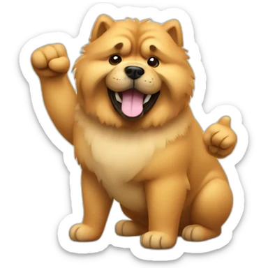 chow-chow with thumb up sticker