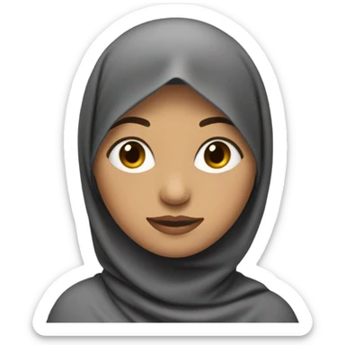 Girl with hijab and two pieces of hair at the front sticking out sticker