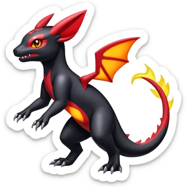 Cute Shiny Guilmon-Quilava-Salandit-Umbreon-Fakémon-hybrid-creature (full body)  sticker