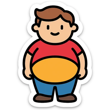 standing fat boy kid, minimal and modern sticker