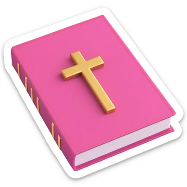 pink closed Bible book with gold cross on cover sticker