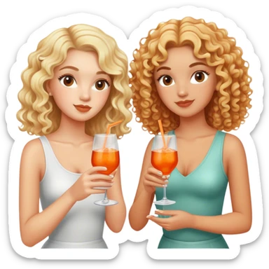 a blonde white girl and a bi racial girl with curly hair drinking aperol spritz  sticker