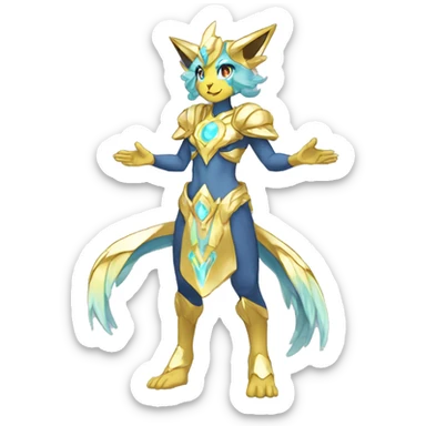Anthro Sona Colorful Godly Celestial Shiny Fakemon Full Body sticker