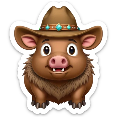 wild hawaiian boar wearing a cowboy hat sticker