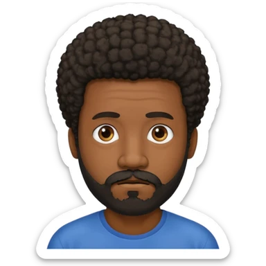 black man with beard, mustache, and short afro sad sticker