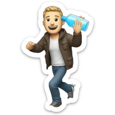 tim robinson splashing water bottle (full body, ios17) sticker