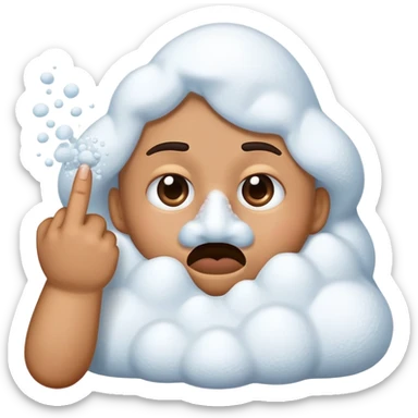 an emoji pushing his nose with is finger and inhaliting a mount of salt sticker
