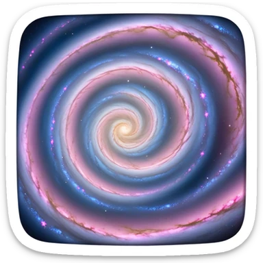  Cinematic Realistic Galaxy – A vast, sweeping view of a majestic spiral galaxy, with glowing arms of stars, dust, and gas stretching into infinity. Vibrant hues of pink, blue, and gold swirl together, capturing the grand scale and breathtaking beauty of the universe. sticker