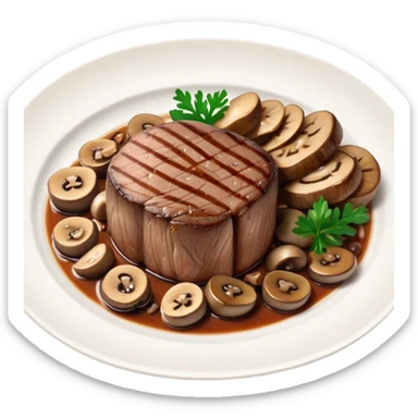 Plate of filet mignon and mushrooms  sticker