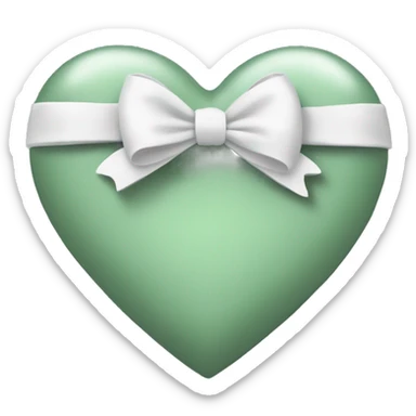 Sage green heart with white bow sticker