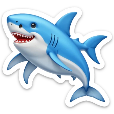 Crea un emoji de un tiburón con zapato azules sticker