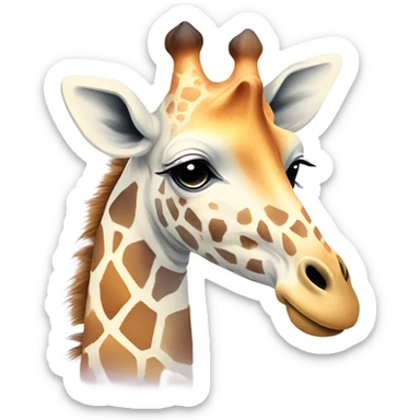 "Design a minimalist, pastel giraffe emoji with watercolor spots and a soft, calming background." sticker