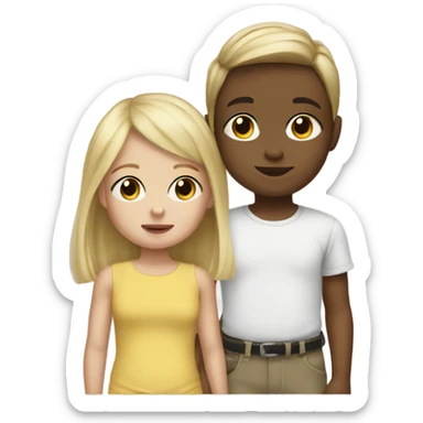 Blonde Girl with brunette baby brother sticker
