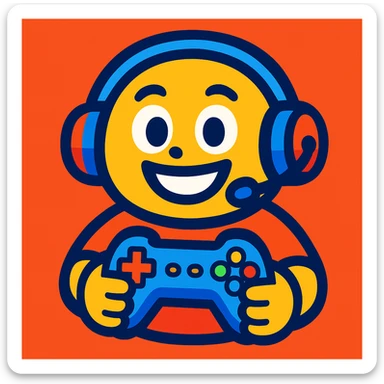 gaming mascot with a game controller and gaming headset sticker