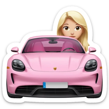 pink Porsche taycan blonde girl sticker