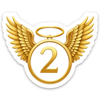 2st place award number decorated with golden angel  wings  sticker