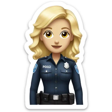 Blonde female in glittery police outfit sticker
