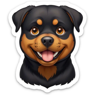 Cinematic Comical Rottweiler Portrait Emoji, Head tilted dramatically with an exaggeratedly amused or surprised expression, featuring a robust black coat with bold tan accents, wide, expressive brown eyes filled with exaggerated disbelief, Simplified yet hilariously expressive features, highly detailed, glowing with a slightly sassy glow, high shine, dramatic yet playful, stylized with an air of cheeky defiance, bright and endearing, soft glowing outline, capturing the essence of a spirited and over-the-top guardian, so meme-worthy it feels like it could side-eye its way into internet fame instantly! sticker