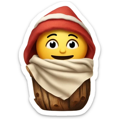 Create tió de Nadal. A famous christmas character from Catalonia. A wooden log with a drawn face and a blanket on top. Christmas style. sticker
