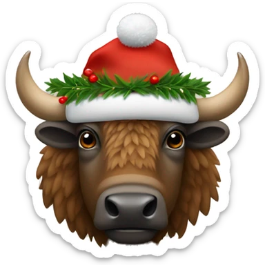 Bison avec un bonnet de Noël  sticker