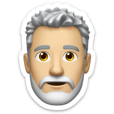 54 year old white male with grey short spiky messy hair and a grey goatee beard sticker