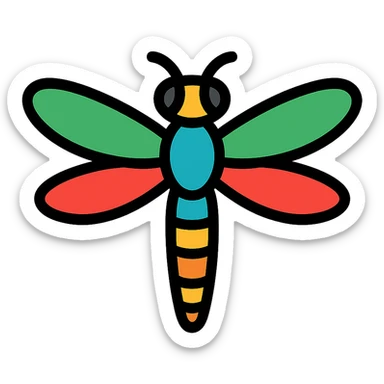 dragonfly, colorful outline icon sticker