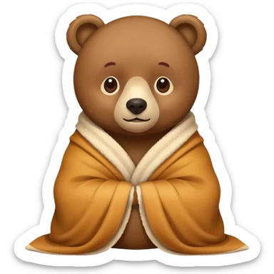 bear cozy in blanket sticker