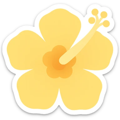 yellow hibiscus flower emoji, high detail, 4K resolution, color icon style, flat colors, no outlines, suitable for keyboard emoji sticker