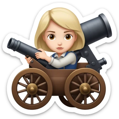 A girl in a canon, ready to launch! sticker