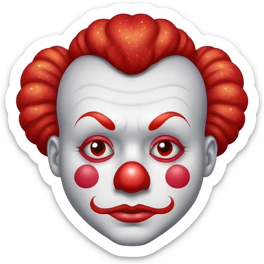 red glitter clown with the sad facial expression sticker