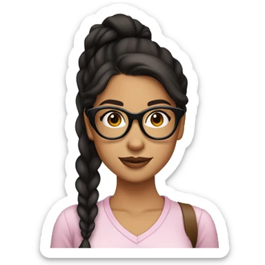 pretty girl latina with black glasses and dark brown hair in low ponytail  sticker