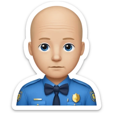Bald with blue bow tie,police sticker